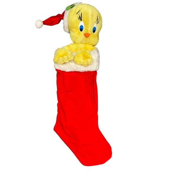 Vintage 3D Head Tweety Bird Plush Christmas Stocking - Picture 1 of 3